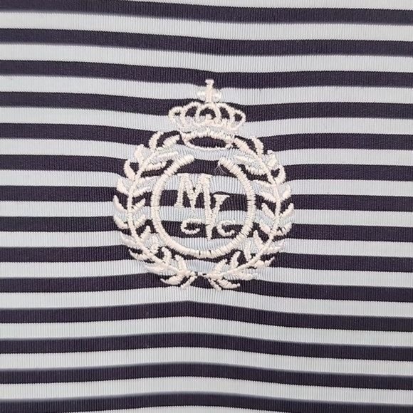 FootJoy Men's Large Blue Striped Polo Shirt - Picture 3 of 7